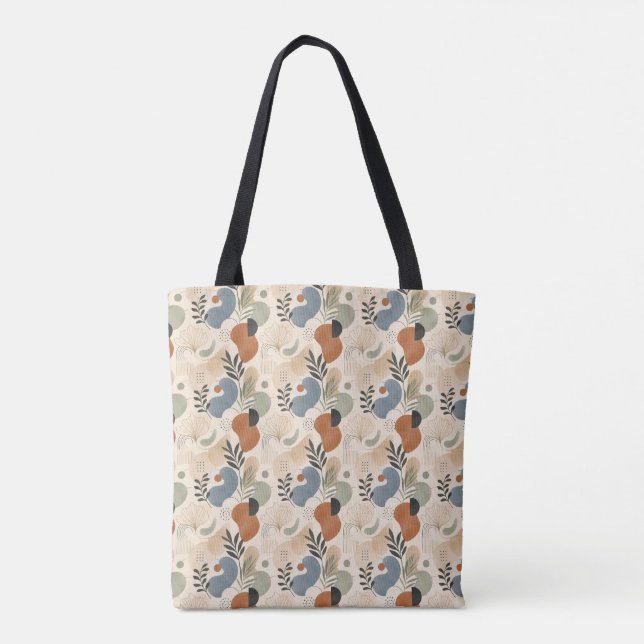 Neutrale Boho-Abstrakte Geometrische Tragetasche (Rückseite)