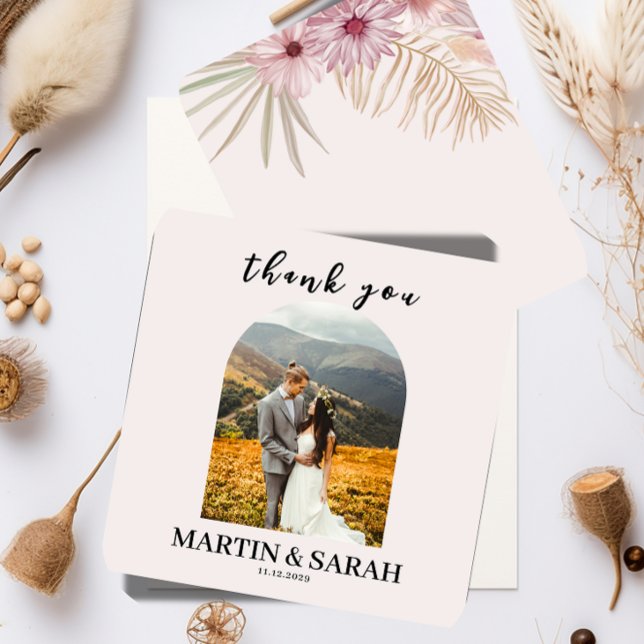 Neutrale Boho-Botanische Hochzeit Danke Karte  (Von Creator hochgeladen)