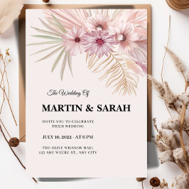 Neutrale Boho-Botanische Hochzeitseinladung