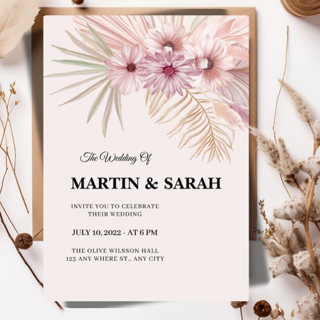 Neutrale Boho-Botanische Hochzeitseinladung  (Von Creator hochgeladen)