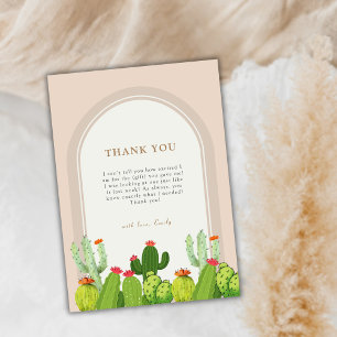 Neutrale Boho Cactus Arch Baby Shower Dankeskarte