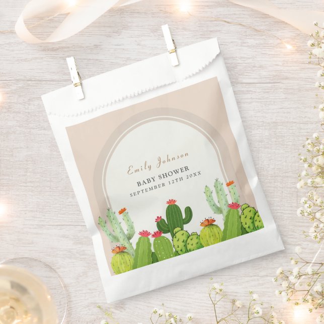 Neutrale Boho Cactus Arch Baby Shower Geschenktütchen (Ausgeschnitten)