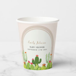 Neutrale Boho Cactus Arch Baby Shower Pappbecher