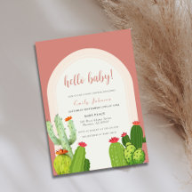Neutrale Boho Cactus Arch Hello Baby Shower