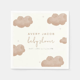 Neutrale Boho Clouds Stars Babydusche Serviette