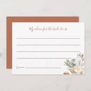 Neutrale Boho Floral Brautparty Advice Card Dankeskarte