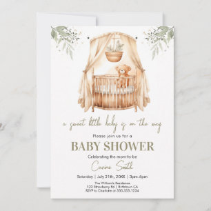 Neutrale Boho Greenery Baby Shower Einladung
