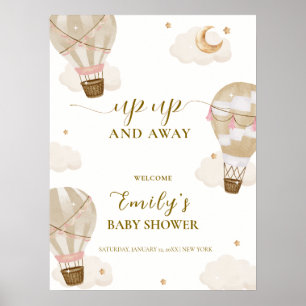 Neutrale Boho-Heißluftballon-Baby-Shower-Einladung Poster