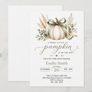 Neutrale Boho-Herbst-Aquarell-Kürbis-Baby-Party Einladung