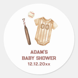 Neutrale Boho Little Slugger Baseball-Baby-Party  Runder Aufkleber