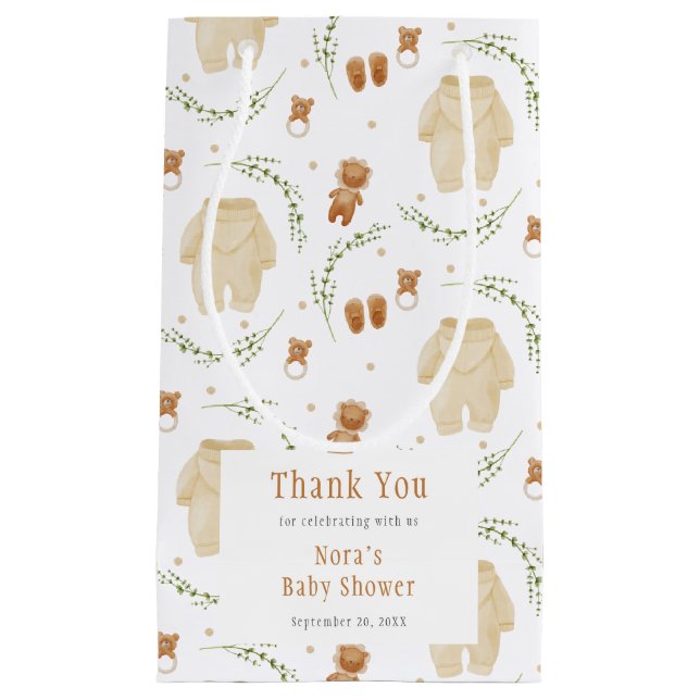 Neutrale Boho Muster Baby Dusche Kleine Geschenktüte (Vorderseite)