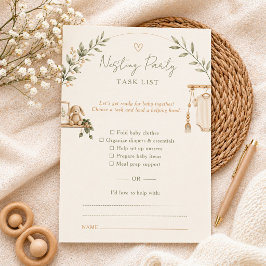 Neutrale Boho Nesting-Party-Aufgabenliste Karte