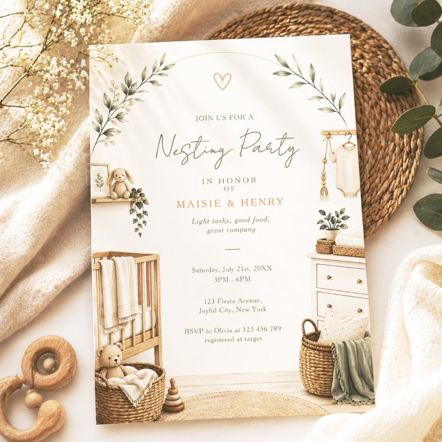 Neutrale Boho Nesting Party Babyparty Einladung (Von Creator hochgeladen)