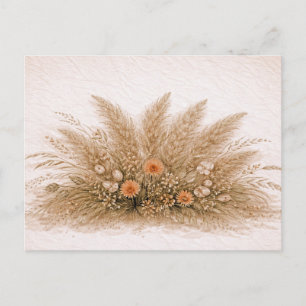 Neutrale Boho-Pampasgras-Wildblumenanordnung Postkarte