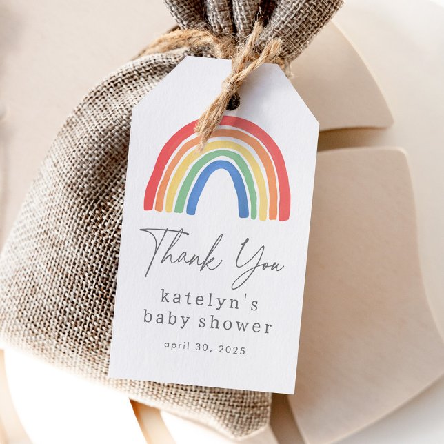 Neutrale Boho Rainbow Baby Shower Geschenkanhänger (Von Creator hochgeladen)