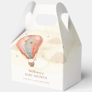 Neutrale Boho Vintage Heißluftballon-Baby-Party Geschenkschachtel