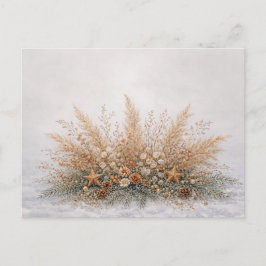 Neutrale Boho-Weihnachts-Botanik-Pampas-Anordnung Feiertagspostkarte