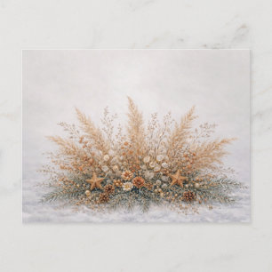 Neutrale Boho-Weihnachts-Botanik-Pampas-Anordnung Feiertagspostkarte