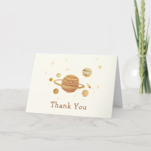 Neutrale Boho-Weltraum-Sonnensystem-Baby-Party Dankeskarte