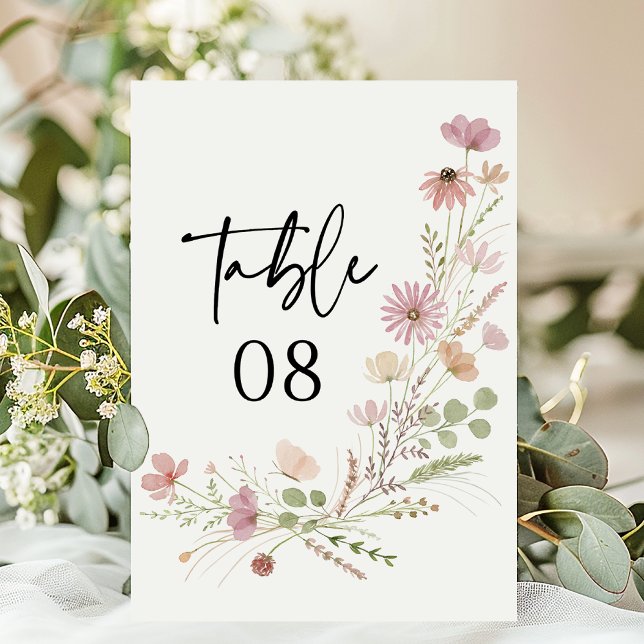Neutrale Boho Wildblumen Blumenhochzeit Tischnummer (Von Creator hochgeladen)
