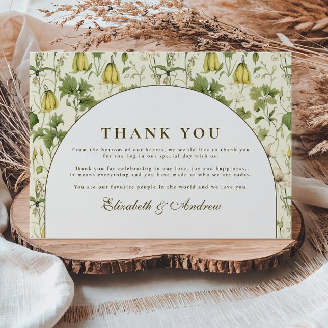 Neutrale botanische Gartenhochzeit mit Torbogen Dankeskarte (Von Creator hochgeladen)