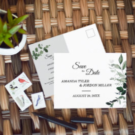 Neutrale botanische Hochzeit Sichern Sie das Datum Ankündigungspostkarte