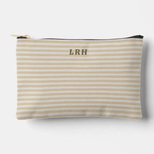 Neutrale braune Streifen Vintage Mini-Initialen Mo Zubehörtasche