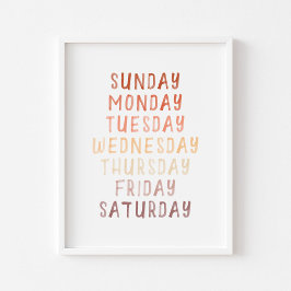 Neutrale braune Unterrichtstage eines wöchentliche Poster