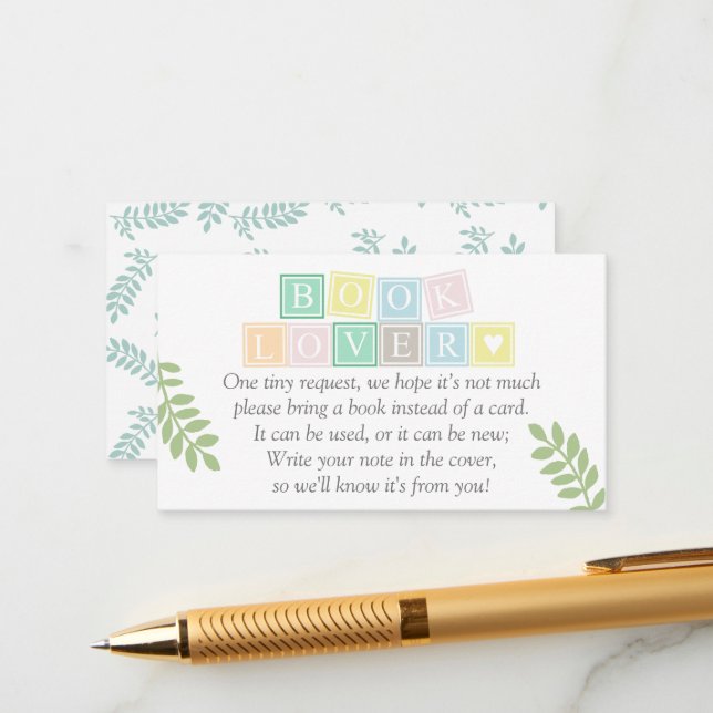 Neutrale Buchanfrage Baby-Dusche Begleitkarte (Vorderseite/Rückseite Beispiel)