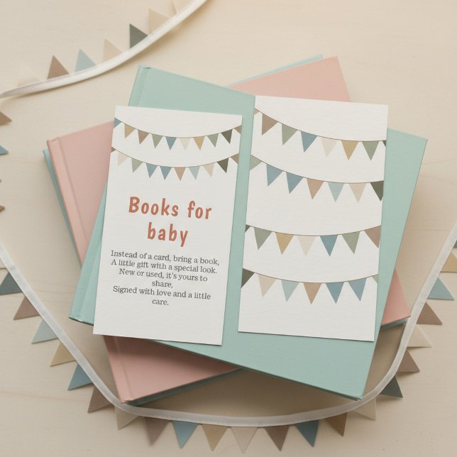 Neutrale Bücher für Babysteckkarte Begleitkarte (Neutral bunting books for baby insert card)