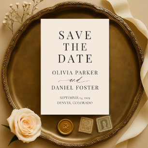 Neutrale Champagne-Hochzeit Save the Date