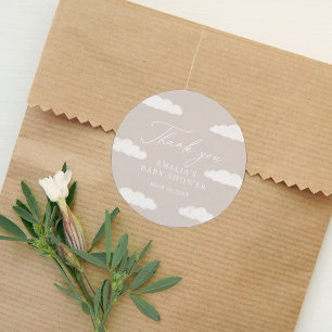 Neutrale Cloud Nine Baby Shower Runder Aufkleber