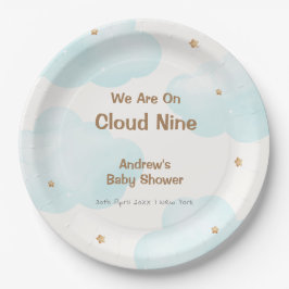 Neutrale Cloud Nine Stars Babydusche Pappteller