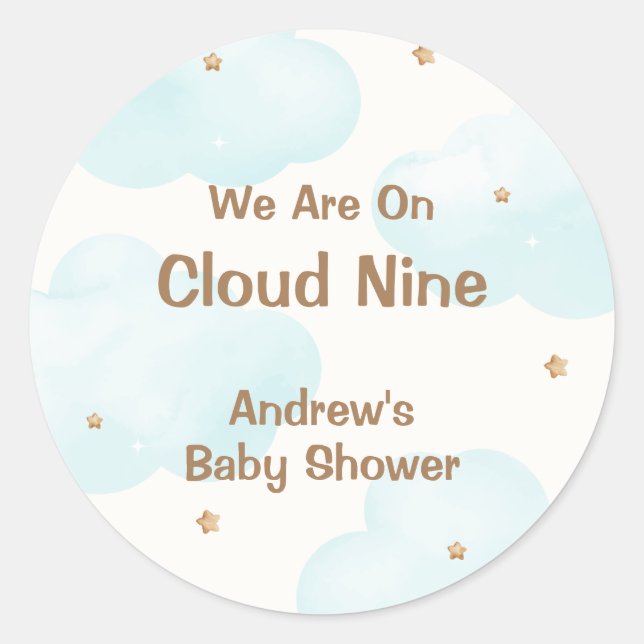 Neutrale Cloud Nine Stars Babydusche Runder Aufkleber (Vorderseite)