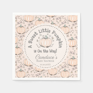 Neutrale Creme Little Pumpkin Baby Shower Serviette