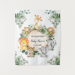 Neutrale Dschungel-Safari-Tiere Baby Shower Wild O Wandteppich