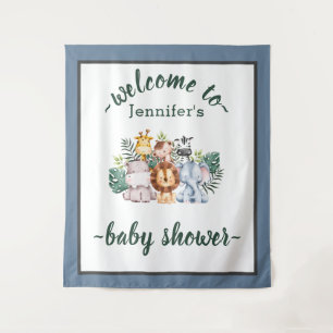 Neutrale Dschungelsafari-Tiere Baby Shower Wild On Wandteppich