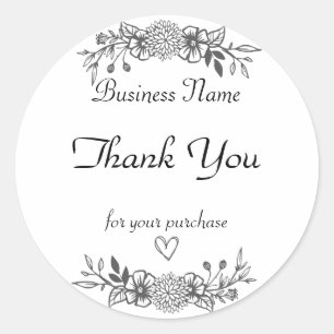 Neutrale Einfache Blumen Dankeschön  Runder Aufkleber