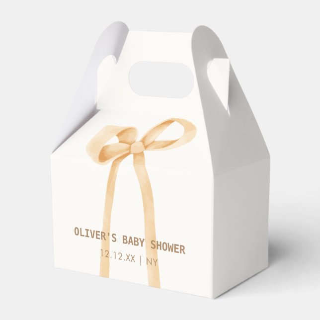 Neutrale, einfache Bow-Babydusche Geschenkschachtel (Vorderseite)