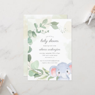 Neutrale Elephant-Babydusche Einladung