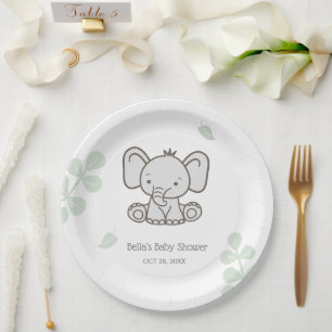 Neutrale Elephant-Babydusche Pappteller