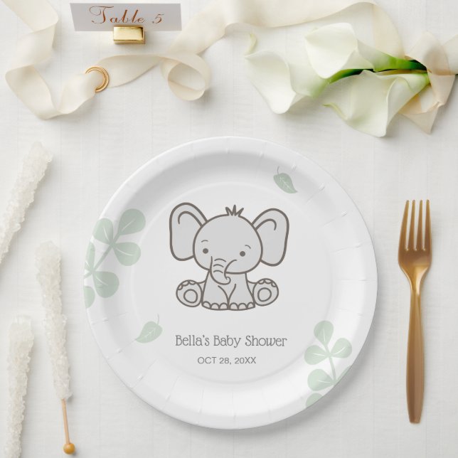 Neutrale Elephant-Babydusche Pappteller (Hochzeit)