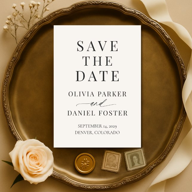 Neutrale Elfenbein-Hochzeit Save the Date (Von Creator hochgeladen)