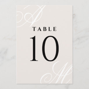 Neutrale Elfenbeinbeige Elegante Monogram-Tischnum