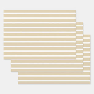Neutrale Elfenbeinstreifen Geschenkpapier Set