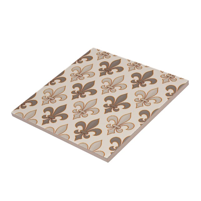 Neutrale Erde Royal Fleur-de-lis Stil  Fliese (Seite)