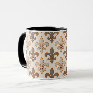 Neutrale Erde Royal Fleur-de-lis Stil Tasse