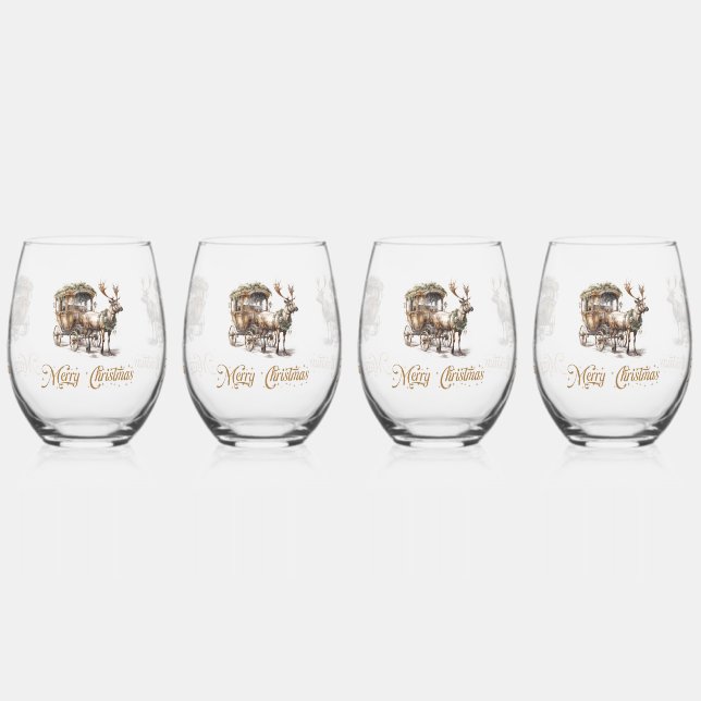 Neutrale erdige Töne grüner Weihnachtsbaum Weinglas Ohne Stiel (Links)