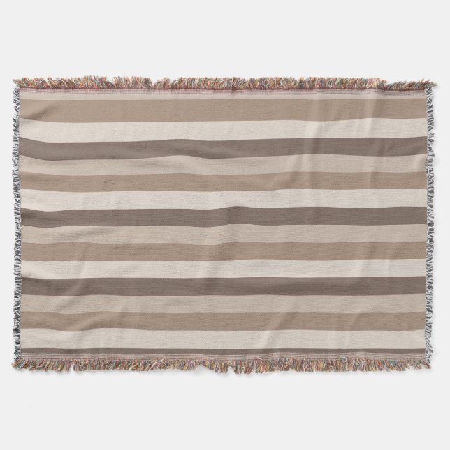Neutrale Erdtöne Streifen Muster Design  Decke (Vorderseite)