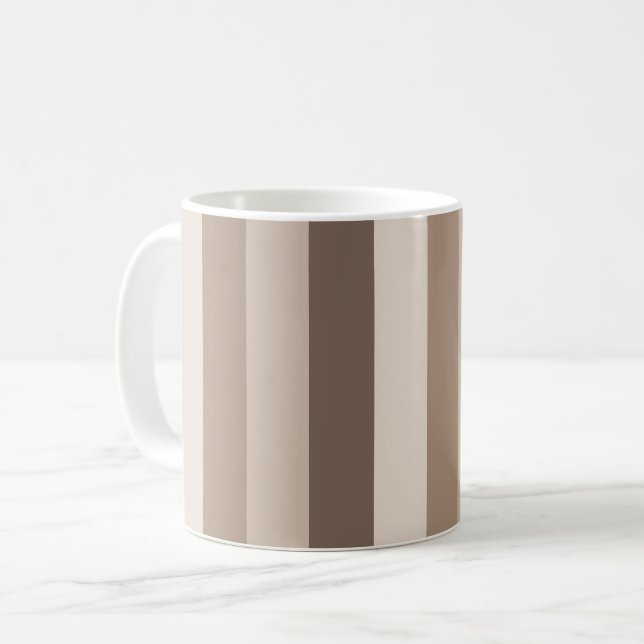 Neutrale Erdtöne Streifen Muster Design  Kaffeetasse (Vorderseite Links)